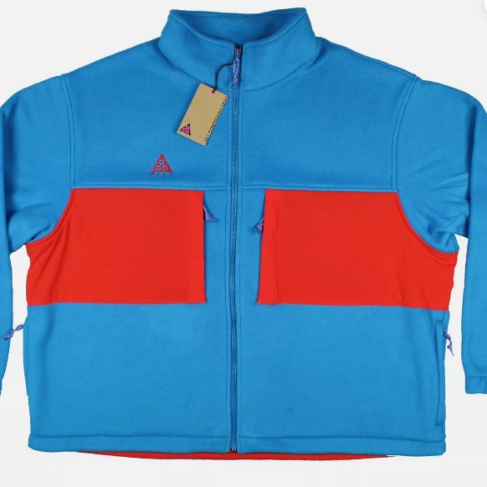 Nike ACG Microfleece Jacket - Blue/Habanero Red- Large- NWT